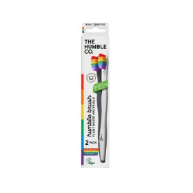 The Humble Co Proud Edition Plant-Based Toothbrush Black/white Handle Οδοντόβουρτσες Ενηλίκων για Ευαίσθητα Ούλα & Δόντια Πολύχρωμη 2 Tεμάχιo