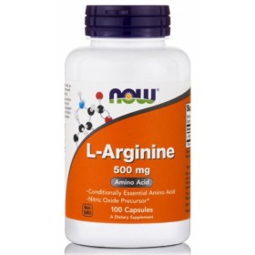 NOW L-Arginine 500mg Συμπλήρωμα Διατροφής με Αργινίνη για Ενέργεια στους Μυς 100 Κάψουλες