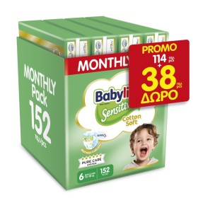 BABYLINO Promo Sensitive Monthly Pack Baby Diapers No.6 XL (13-18kg) 4x38 152 Pieces
