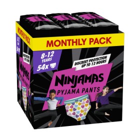 Pampers Ninjamas Pyjama Pants Πάνες Βρακάκι για Κορίτσια 8-12 Ετών (27-43kg) 54 Τεμάχια [Monthly Box]