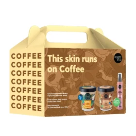 Organic Shop Promo Coffee Bodycare Box Vanilla Latte Τονωτικό Απολεπιστικό Σώματος 450ml & Caramel Cappuccino Συσφικτική Κρέμα Σώματος 450ml & Δώρο Body Shimmer Oil 100ml