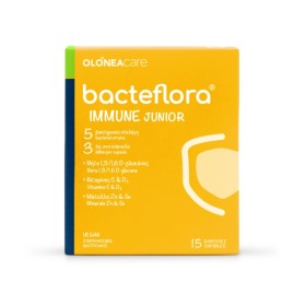 Olonea Bacteflora Junior Immune Φιλικά Βακτήρια με Βιταμίνες Μέταλλα & Βήτα Γλυκάνες για την Άμυνα & Προστασία του Ανοσοποιητικού των Παιδιών 15 Κάψουλες