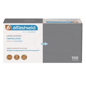 Alfashield Εξεταστικά Γάντια Latex Ελαφρώς Πουδραρισμένα Small 6-6.5 100 Τεμάχια Alfashield Εξεταστικά Γάντια Latex Ελαφρώς Πουδραρισμένα Small 6-6.5 100 Τεμάχια