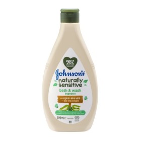 JOHNSONS Naturally Sensitive Bath & Wash Αφρόλουτρο για Όλη την Οικογένεια με Aloe Vera 395ml