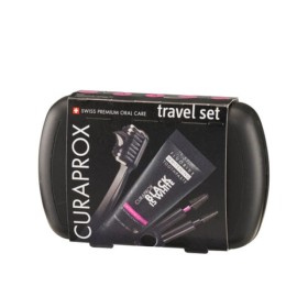 CURAPROX Black Is White Travel Set Toothbrush & Interdental Brushes & Toothpaste 3 Pieces