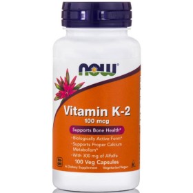 NOW Vitamin K-2 100mcg Συμπλήρωμα με Βιταμίνη Κ για την Πήξη του Αίματος & την Καλή Καρδιαγγειακή Υγεία 100 Μαλακές Κάψουλες