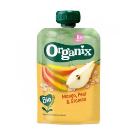 Organix Bio Φρουτοπολτός Μάνγκο & Αχλάδι & Γκρανόλα 6m+ 100g