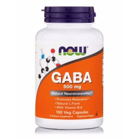 NOW GABA 500mg (+ B-6 2 mg) Συμπλήρωμα κατά του Άγχους & του Στρες 100 Κάψουλες