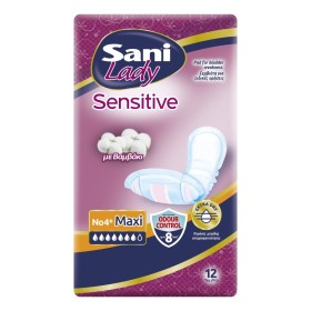 Sani Lady Sensitive Γυναικείες Σερβιέτες Ακράτειας με Bαμβάκι Maxi No4+ 12 Τεμάχια Sani Lady Sensitive Γυναικείες Σερβιέτες Ακράτειας με Bαμβάκι Maxi No4+ 12 Τεμάχια