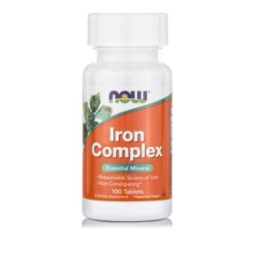 NOW IRON Complex Vegetarian Iron Supplement for Red Blood Cell Formation & Energy Production 100 Tablets