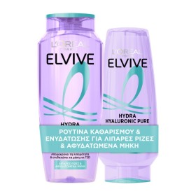 Loreal Elvive Promo Hydra Hyaluronic Pure για Καθαρισμό & Ενυδάτωση κατά της Λιπαρότητας με Σαμπουάν Μαλλιών 400ml & Conditioner 300ml