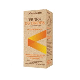 Genecom Terra D3 Drops Βιταμίνη για Ενίσχυση του Ανοσοποιητικού & την Υγεία των Οστών 400iu Γεύση Κεράσι 20ml