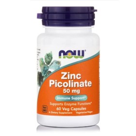 NOW Zinc Picolinate 50mg Zinc Supplement for Reproductive, Immune System & Skin Diseases 60 Capsules