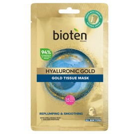 BIOTEN Hyaluronic Gold Tissue Mask Υφασμάτινη Ενυδατική Μάσκα Προσώπου με Υαλουρονικό Οξύ & Μόρια Χρυσού 20ml