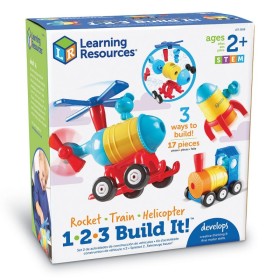 LEARNING RESOURCES 1-2-3 Build IT Rocket-Train-Helicopter Assembly Game
