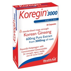 HEALTH AID Koregin 3000 600 mg Blister με Τζίνσενγκ για Τόνωση του Οργανισμού  30 Κάψουλες