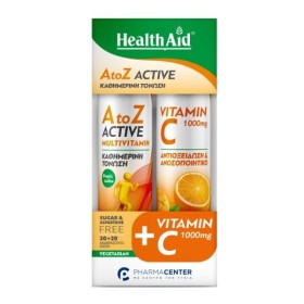 Health Aid Promo A to Z Active Multivitamins Γεύση Τροπικά Φρούτα 20 Αναβράζοντα Δισκία & Vitamin C 1000mg Γεύση Πορτοκάλι 20 Αναβράζοντα Δισκία