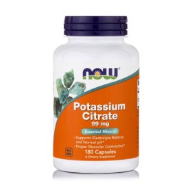 NOW Potassium Citrate 99mg για την Ισορροπία των Ηλεκτρολυτών στον Οργανισμό 180 Μαλακές Κάψουλες