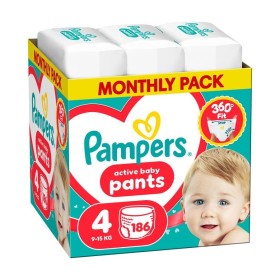 Pampers Pants Μέγεθος 4 (9kg-15kg) Πάνες Βρακάκι 186 Τεμάχια [Monthly Pack]