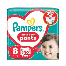 Pampers Active Baby Pants Μέγεθος 8 (17kg+) Πάνες Βρακάκι 32 Τεμάχια
