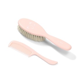 BABYONO Hairbrush & Comb Natural Super Soft Bristle Pink Υπέρ Μαλακή Φυσική Βούρτσα & Χτένα 2 Τεμάχια