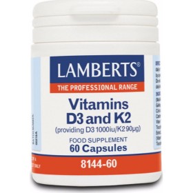 LAMBERTS Vitamins D3 & K2  Φόρμουλα με Βιταμίνες D3 & K 60 Κάψουλες
