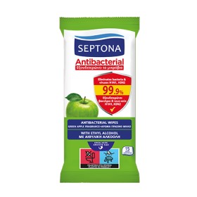 Septona Antibacterial Hand Wipes Aντιβακτηριακά Mαντηλάκια Xεριών Πράσινο Μήλο 15 Τεμάχια Septona Antibacterial Hand Wipes Aντιβακτηριακά Mαντηλάκια Xεριών Πράσινο Μήλο 15 Τεμάχια