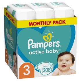 PAMPERS ACTIVE BABY Πάνες Μέγεθος 3 (6-10kg) 208 Τεμάχια [Monthly Pack]