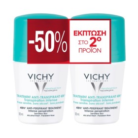VICHY Promo Anti-Perspirant Roll-On 48h Αποσμητικό για Έντονη Εφίδρωση με 48ωρη Προστασία 2x50ml  [-50% στο 2ο Προϊον]