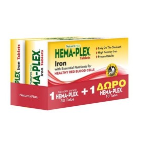 NATURES PLUS Promo Hema-Plex Anti-Anemia Dietary Supplement 30 Capsules & Gift Delayed Release Iron Formula 10 Capsules