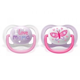 Philips Avent Πιπίλα Ultra Air Happy 0-6m για Κορίτσι 2 Τεμάχια [Scf080/02]