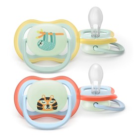 Philips Avent Ultra Air Ορθοδοντική Πιπίλα Νυκτός 0-6m για Αγόρι 2 Τεμάχια [SCF376/24]