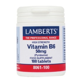 LAMBERTS Β6 - 50mg (Pyridoxine) Συμπλήρωμα με Βιταμίνη Β6 κατά της Κατακράτησης Υγρών 100 ταμπλέτες