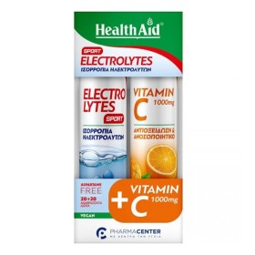 Health Aid Promo Electrolytes Sport Ηλεκτρολύτες με Γεύση Φράουλα 20 Αναβράζοντα Δισκία & Vitamin C 1000mg με Γεύση Πορτοκάλι 20 Αναβράζοντα Δισκία
