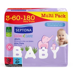 Septona Promo Calm N Care Baby Wipes Aloe Vera Μωρομάντηλα με Αλόη (2+1 ) 3x60 Τεμάχια Septona Promo Calm N Care Baby Wipes Aloe Vera Μωρομάντηλα με Αλόη (2+1 ) 3x60 Τεμάχια