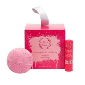 FRESH LINE Promo Limited Edition Pomegranate & Cranberry Candy Box Χειροποίητη Αναβράζουσα Μπάλα 120g & Pomegranate Αντιοξειδωτική Θεραπεία Χειλιών 54g