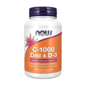 NOW C-1000 Zinc & D-3 για Υποστήριξη του Ανοσοποιητικού 100 Φυτικές Κάψουλες
