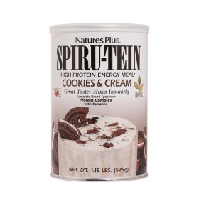 NATURES PLUS Spiru-Tein Cookies & Cream Shake Φόρμουλα για Αδυνάτισμα & Ενέργεια Γεύση Μπισκότο - Κρέμα 525g