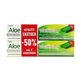 OPTIMA Promo Naturals Aloe Dent Whitening Λευκαντική Οδοντόκρεμα με Αλόη 2x100ml [Sticker -50%]