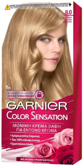 GARNIER Color Sensation Βαφή Μαλλιών 8.0 Φωτεινό Ξανθό Ανοιχτό 40ml
