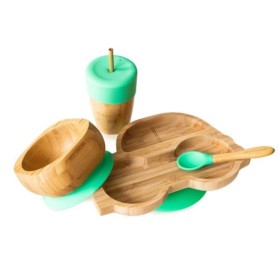 Eco Rascals Combo Car Plate Παιδικό Πιάτο & Bowl Παιδικό Μπωλ & Straw Cup Ποτήρι Πράσινο 3 Τεμάχια