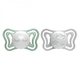 Chicco Physio Forma Light Εργονομική Πιπίλα για τη Νύχτα με Θηλή Σιλικόνης για Ηλικίες 16-36m Γκρι-Πράσινο 2 Τεμάχια