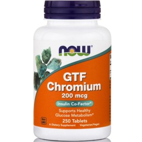 Now Gtf Chromium 200 Mcg Vegetarian Συμπλήρωμα για Φυσιολογικά Επίπεδα Γλυκόζης Στο Αίμα 250 Ταμπλέτες Now Gtf Chromium 200 Mcg Vegetarian Συμπλήρωμα για Φυσιολογικά Επίπεδα Γλυκόζης Στο Αίμα 250 Ταμπλέτες