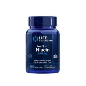LIFE EXTENSION No Flush Niacin 640mg Cholesterol Formula 100 Capsules
