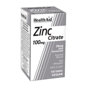 HEALTH AID Zinc Citrate 100mg Dietary Supplement with Zinc 100 tablets