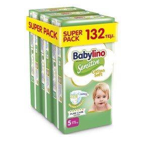 Babylino Sensitive Cotton Soft No5 Βρεφικές Πάνες Junior 11-16 Kg 3x44 Τεμάχια [Super Pack]