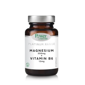 POWER OF NATURE Platinum Range Magnesium 350mg & Vitamin B6 12mg για την Υγεία του Νευρικού & Μυϊκού Συστήματος 30 Φυτικές Κάψουλες