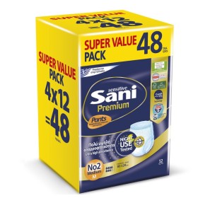 SANI Super Value Sensitive Pants Premium Ελαστικό Εσώρουχο Ακράτειας No.2 Medium [4x12] 48 Τεμάχια