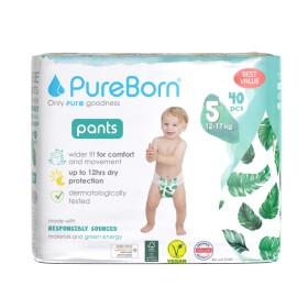 Pureborn Training Unisex Pants Πάνες Βρακάκι Ημέρας Υψηλής Απορροφητικότητας για Άνεση & Ευελιξία με Σχέδιο Φύλλων No5 (12-17kg) 40 Τεμάχια
