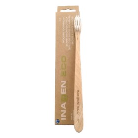 Inaden Eco Wooden Toothbrush Soft Μαλακή Ξύλινη Οδοντόβουρτσα με Ίνες Βιολογικής Προέλευσης 1 Τεμάχιο
